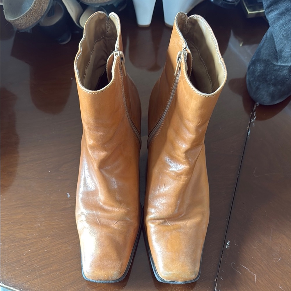 Tan Leather Ankle Boots